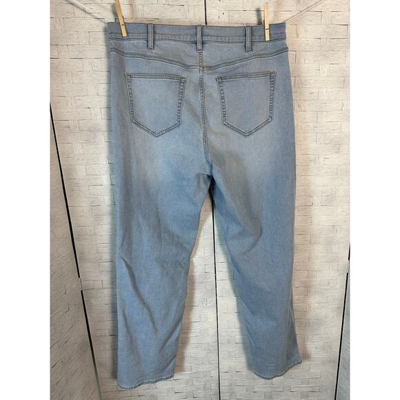 Lands End women’s straight leg jeans, light wash mid rise triadMom plus size  - Picture 2 of 11